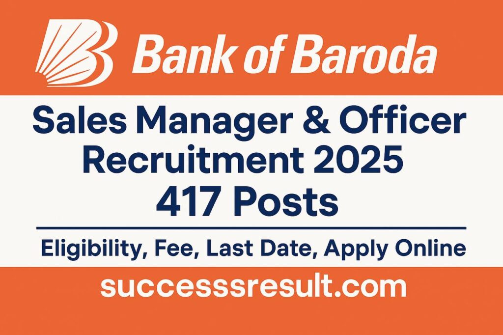 Bank of Baroda Sales Manager & Officer Recruitment 2025 Notification