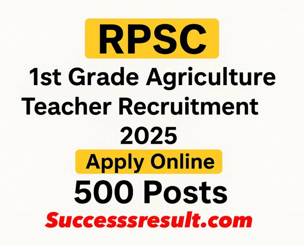 RPSC 1st Grade Agriculture Teacher Recruitment 2025