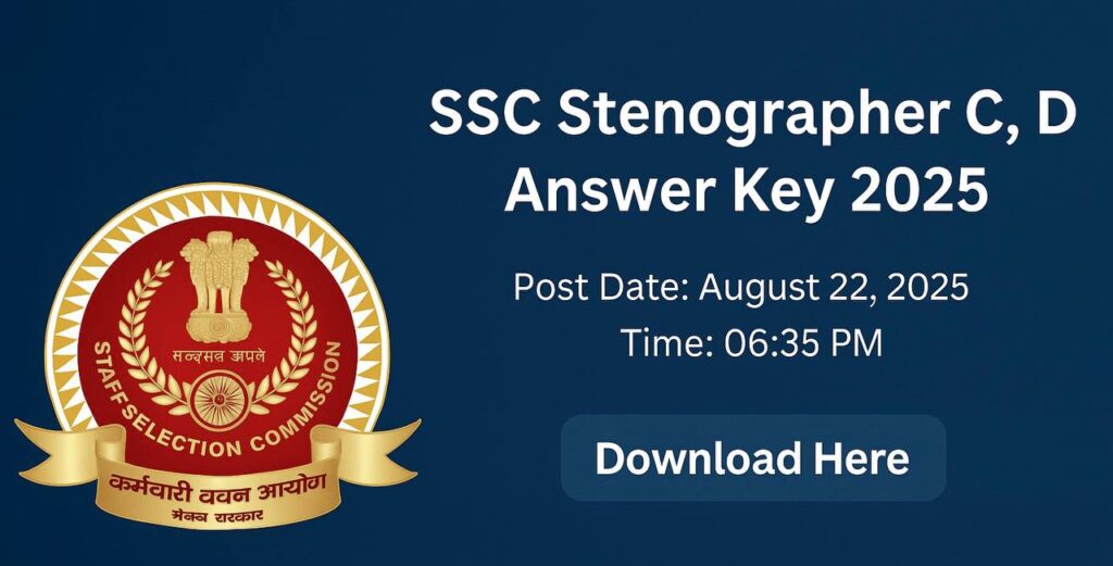 SSC Stenographer Answer Key 2025 Download PDF
