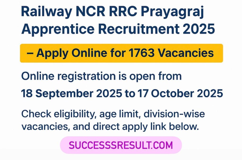 Railway NCR RRC Prayagraj Apprentice Recruitment 2025
